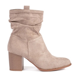 Bottines femme en daim beige 4