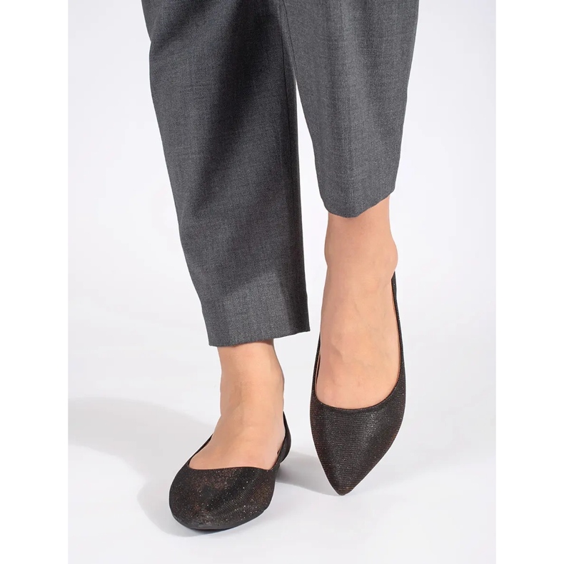 Ballerines noires à paillettes à talon plat 2