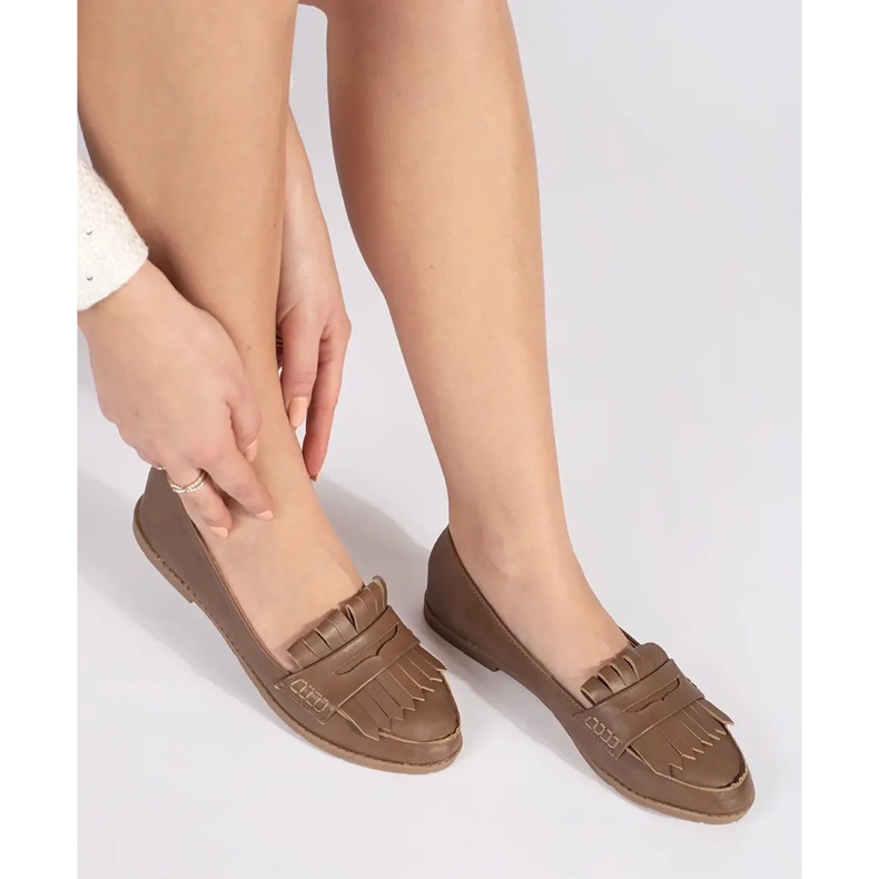Mocassins femme marron ornés de franges brun 1 Mocassins femme marron ornés de franges brun 1