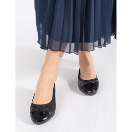 Ballerines femme vernies noires avec nœud 2