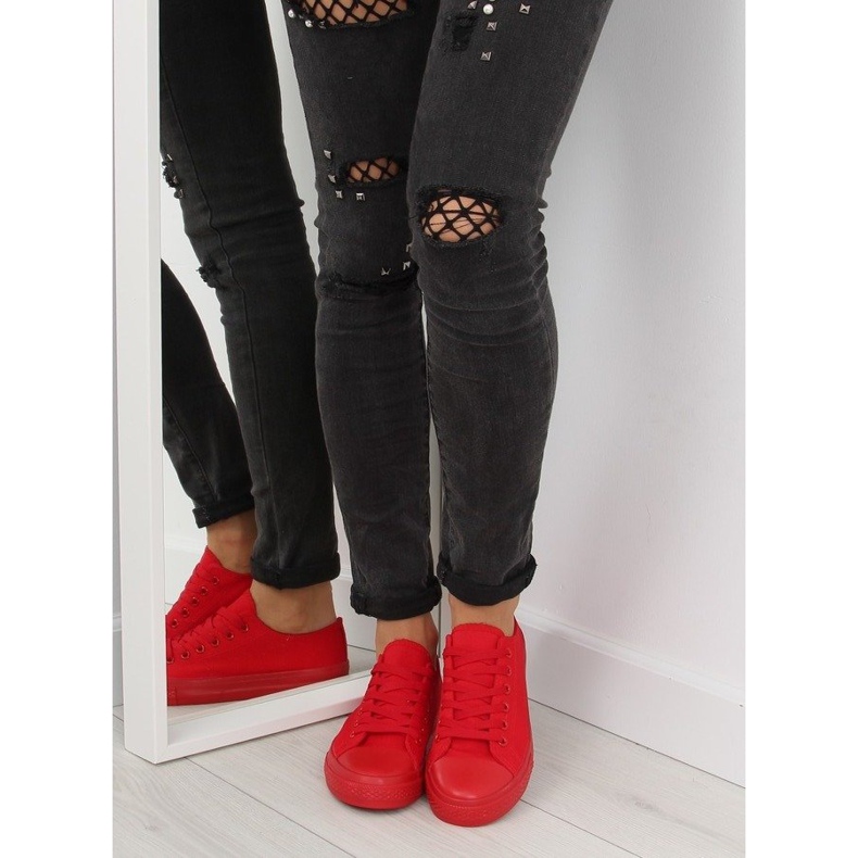 Baskets femme unicolores rouges big red 1