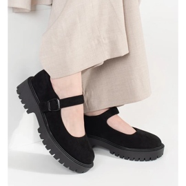 Goodin Chaussures noires sur la plate-forme en daim 1