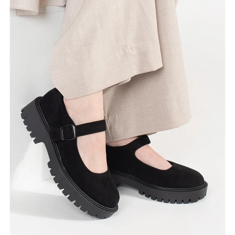 Goodin Chaussures noires sur la plate-forme en daim 1