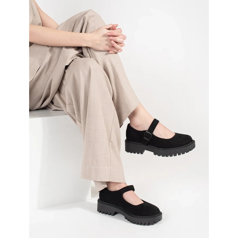 Goodin Chaussures noires sur la plate-forme en daim le noir 2