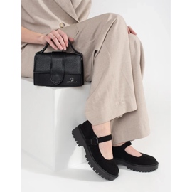 Goodin Chaussures noires sur la plate-forme en daim le noir 3