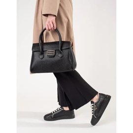 Goodin Baskets en cuir noir sur une semelle épaisse le noir 3