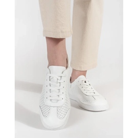 Goodin Baskets ouvertes blanches en cuir naturel 2