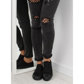 Baskets femme noires monochromes noires le noir 2