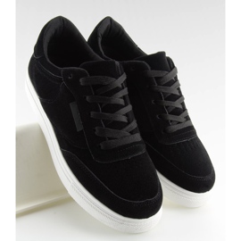 Baskets femme en daim noir NB172 Noir blanc 2