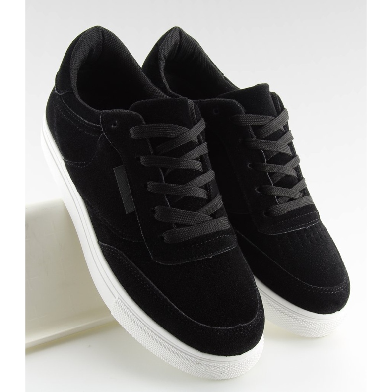 Baskets femme en daim noir NB172 Noir blanche le noir 2