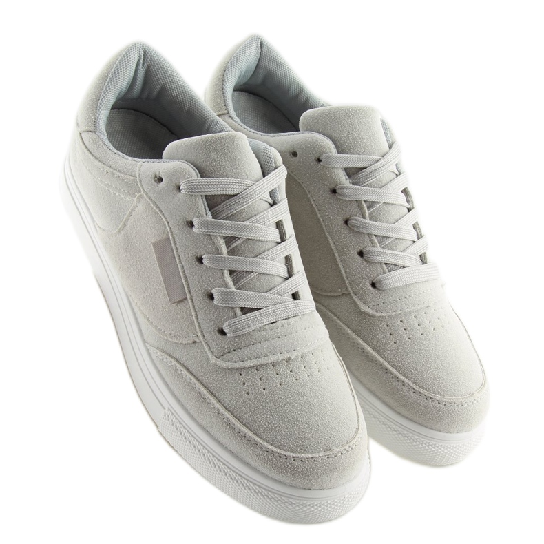Baskets femme en daim gris NB172 LT.GRAY blanche 2