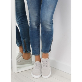 Baskets femme en daim gris NB172 LT.GRAY blanche 3