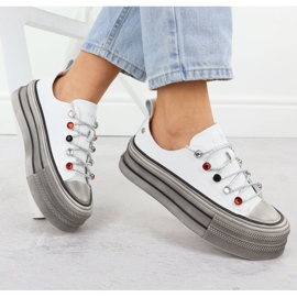 Baskets en cuir sur la plate-forme White Goe NN2N4054 blanche 1 Baskets en cuir sur la plate-forme White Goe NN2N4054 blanche 1