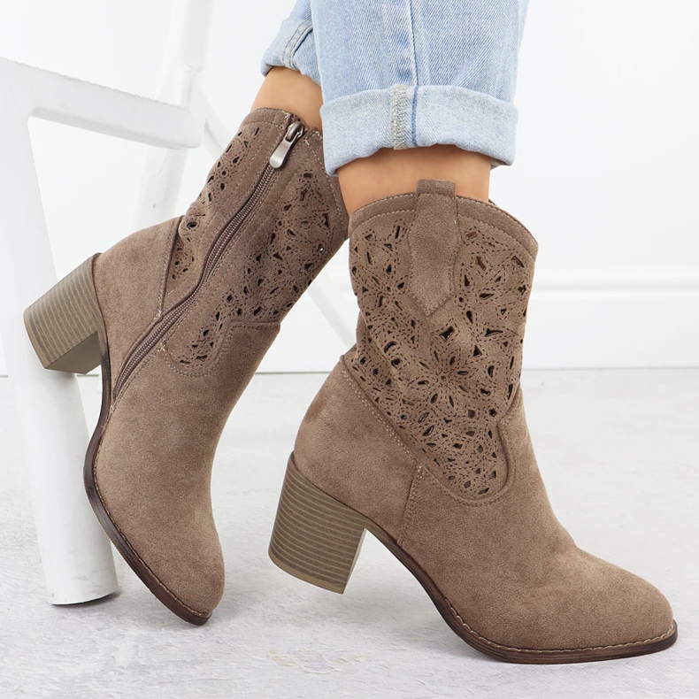 Boots ouverts des femmes Brown Suede S.Barski HY51-125 brun 1 Boots ouverts des femmes Brown Suede S.Barski HY51-125 brun 1