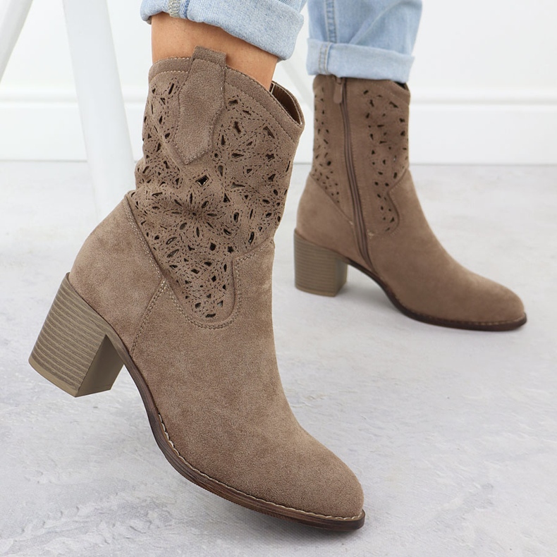 Boots ouverts des femmes Brown Suede S.Barski HY51-125 brun 2 Boots ouverts des femmes Brown Suede S.Barski HY51-125 brun 2