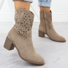Bottes ouvertes pour femmes Suede beige S.Barski HY51-125 2