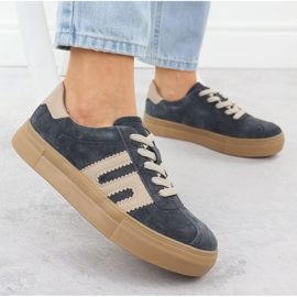 Chaussures de sport en cuir sur la plate-forme gris Filippo DP6798 2 Chaussures de sport en cuir sur la plate-forme gris Filippo DP6798 2