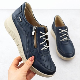 Helios Chaussures en cuir pour femmes pour Hélios bleu marine perforé 427 1