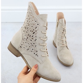 Bottes ouvertes pour femmes en daim beige Potocki 1
