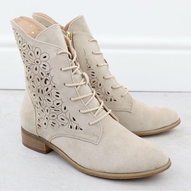 Bottes ouvertes pour femmes en daim beige Potocki 2