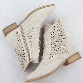 Bottes ouvertes pour femmes en daim beige Potocki 3