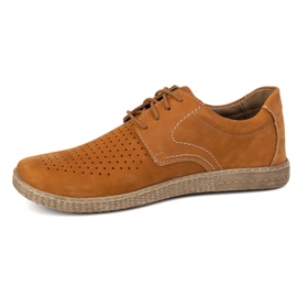 KOMODO Chaussures en cuir masculin décontractées 933 / l / 2 grossières orange 1