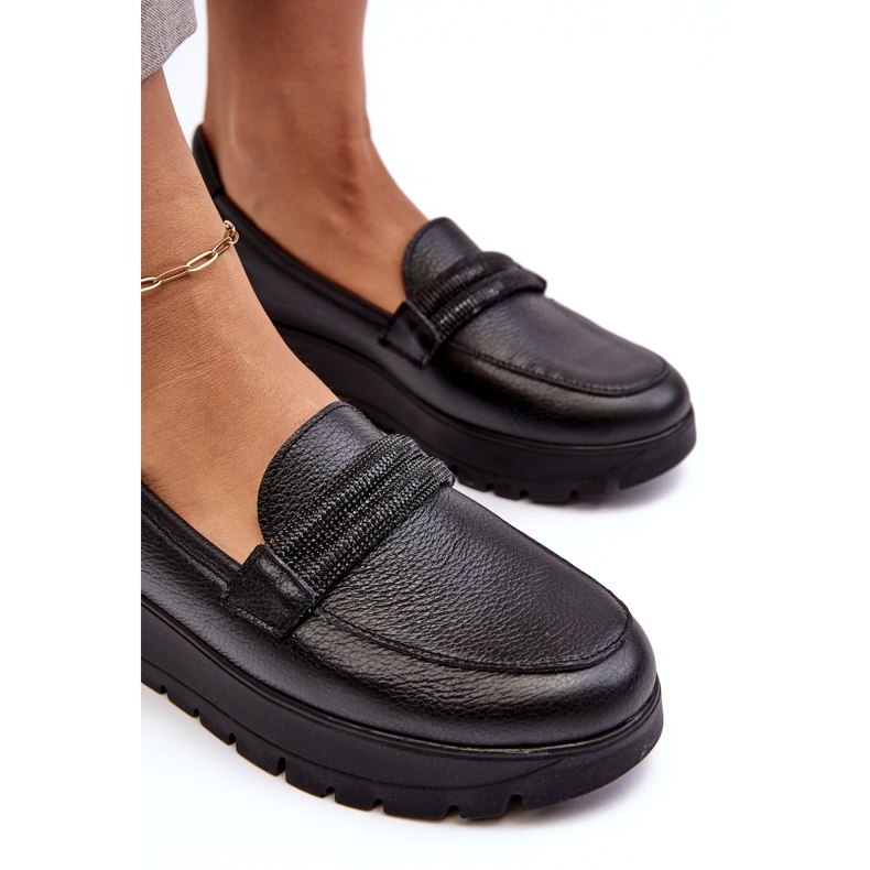 Chaussures en cuir sur la plate-forme avec un ornement noir Lemar le noir 3