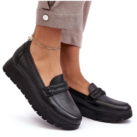 Chaussures en cuir sur la plate-forme avec un ornement noir Lemar 4