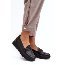Chaussures en cuir sur la plate-forme avec un ornement noir Lemar le noir 1