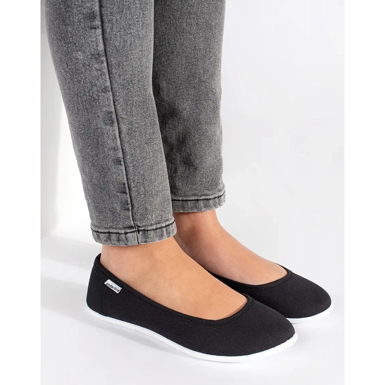 Ballerines femme en tissu noir 1