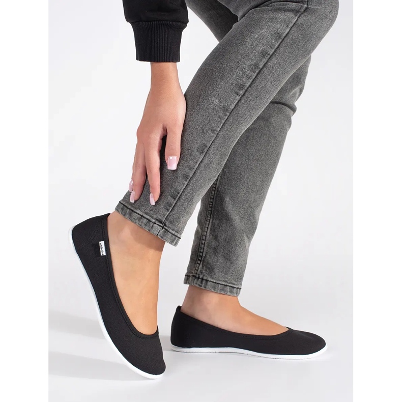 Ballerines femme en tissu noir 2