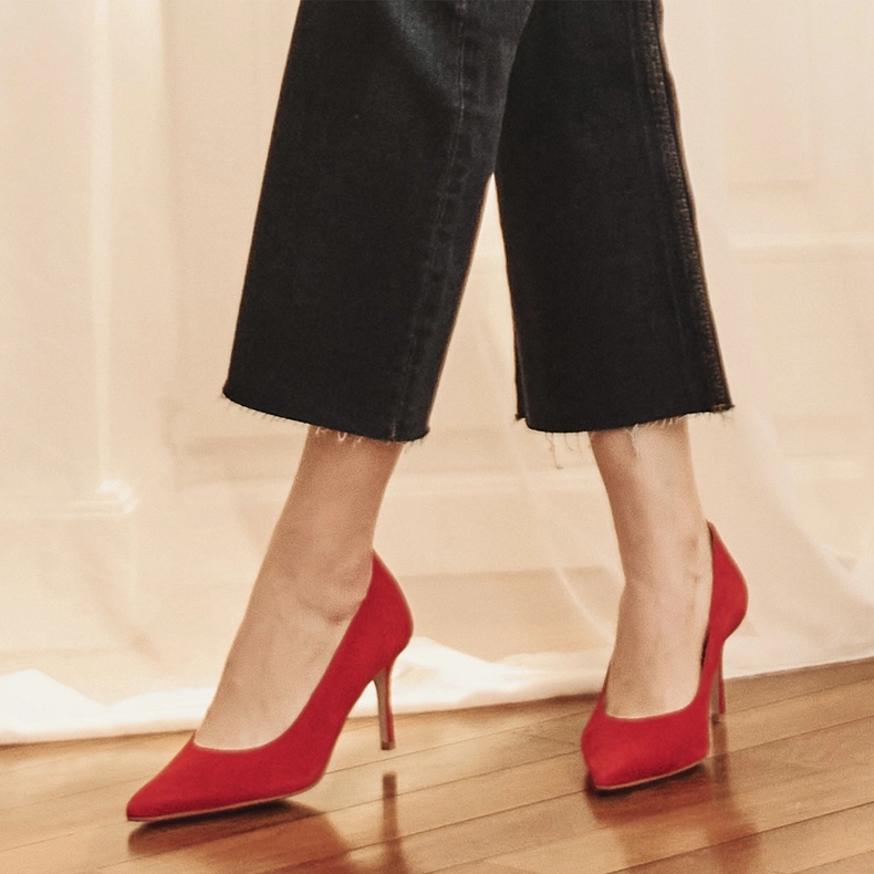 Marco Shoes Escarpins en daim élégants rouge 1