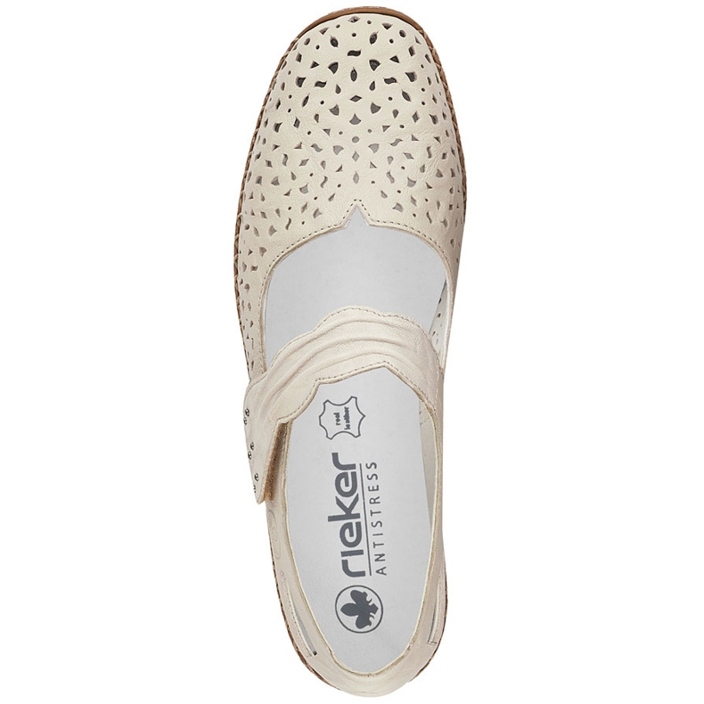 Chaussures en cuir pour femmes avec Velcro Beige Rieker 41399-14 1