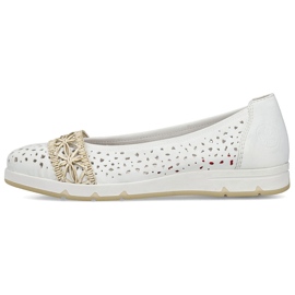 Ballerinas pour femmes Openwork confortable White Rieker L3062-80 blanc 2