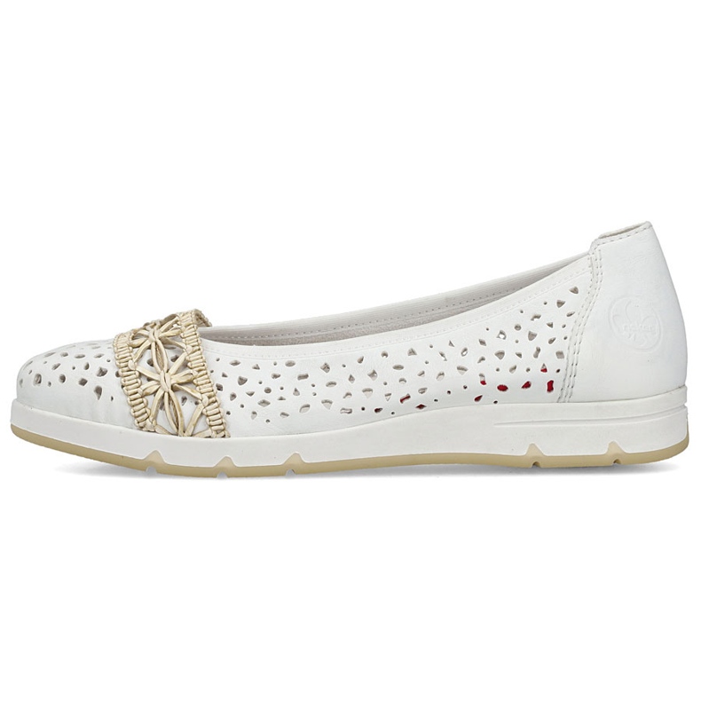 Ballerinas pour femmes Openwork confortable White Rieker L3062-80 blanche 2