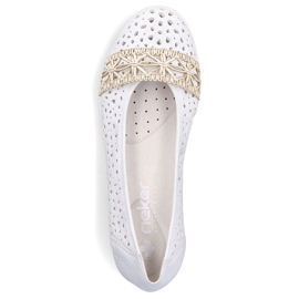 Ballerinas pour femmes Openwork confortable White Rieker L3062-80 blanc 1