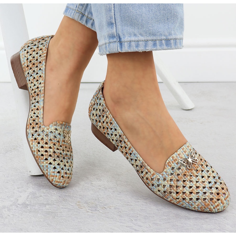 Chaussures ouvertes pour femmes avec talons bas Beige M. Daszyński SA222-3 1