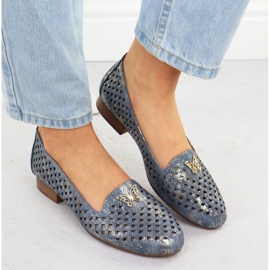 Chaussures ouvertes pour femmes avec talons bas bleu M. Daszyński SA222-3 3
