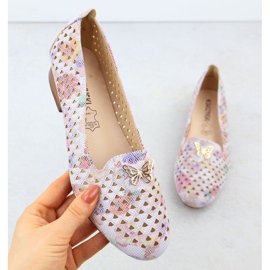 Chaussures féminines à talons à talons avec fleurs M. Daszyński SA222-3 multicolore 5
