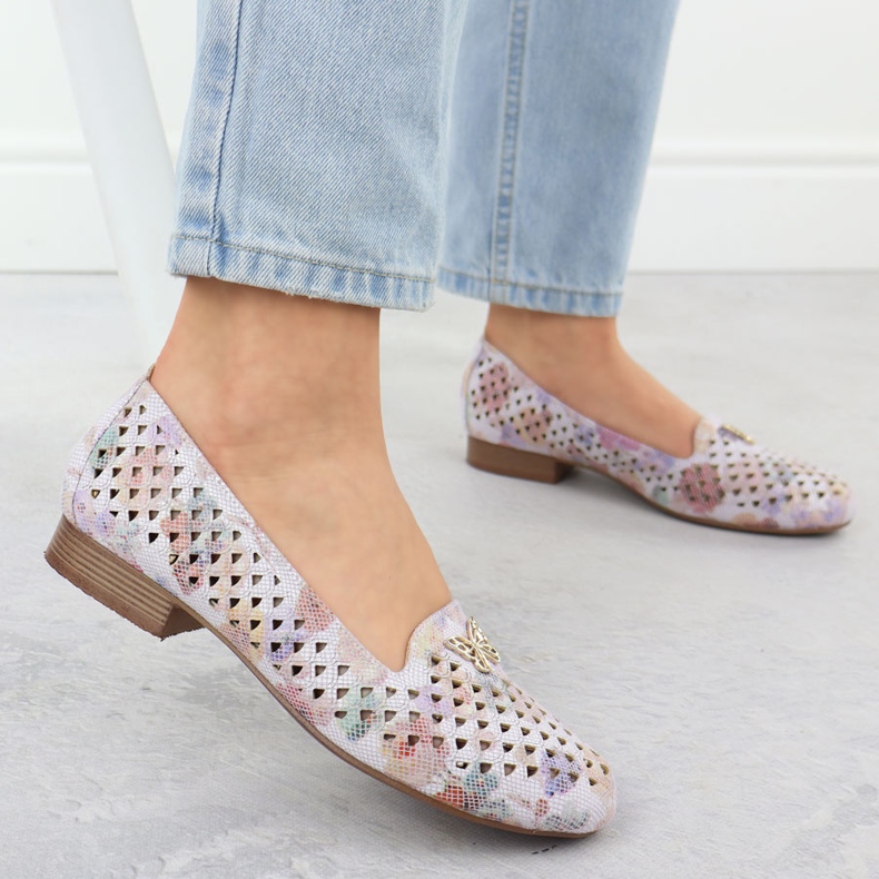 Chaussures féminines à talons à talons avec fleurs M. Daszyński SA222-3 multicolore 2