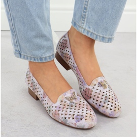 Chaussures féminines à talons à talons avec fleurs M. Daszyński SA222-3 multicolore 3