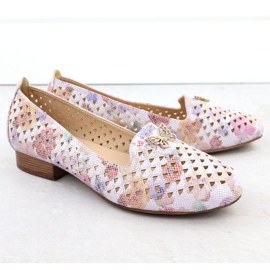 Chaussures féminines à talons à talons avec fleurs M. Daszyński SA222-3 multicolore 7