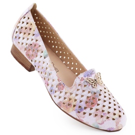 Chaussures féminines à talons à talons avec fleurs M. Daszyński SA222-3 multicolore 4
