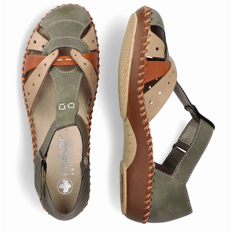 Sandales confortables pour femmes pour velcro, doigts verts intégrés Rieker M1655-54 2