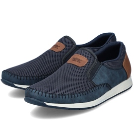 Chaussures masculines confortables Muis de marine Rieker 11954-14 bleu 2