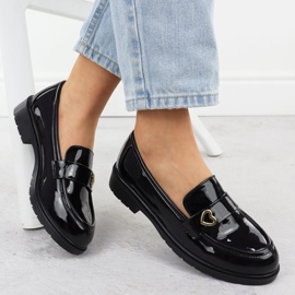 S.Barski Moccasins Chaussures laquées pour femmes noir S. Barski Hy51-379 1