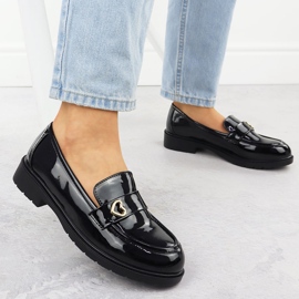 S.Barski Moccasins Chaussures laquées pour femmes noir S. Barski Hy51-379 2