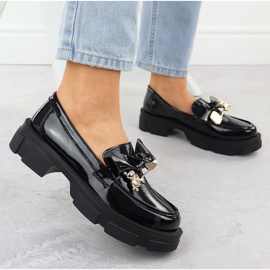 Black Filippo DP610 Logères en cuir aux talons hauts verni le noir 2