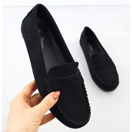 Mocassins Femme Black Evento 7673 Chaussures en daim pour femmes noir 1