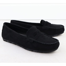 Mocassins Femme Black Evento 7673 Chaussures en daim pour femmes le noir 2